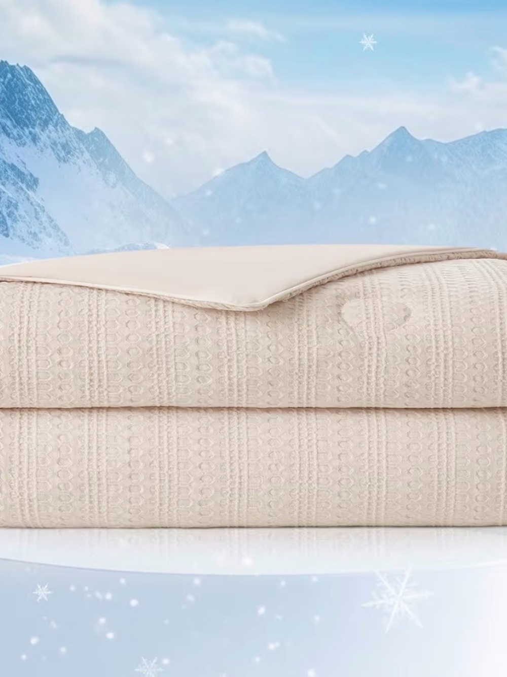Waffle Cooling Comforter Twin Size, Q-Max 0.45 Reversible Lightweight Cooling